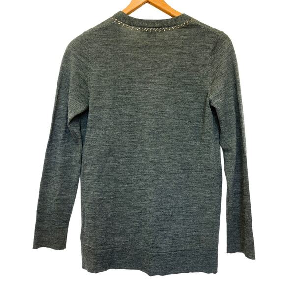 Eddie Bauer 100% Merino Wool Cardigan Sz S Women’s V Neck Sweater Brass Green - Picture 4 of 10